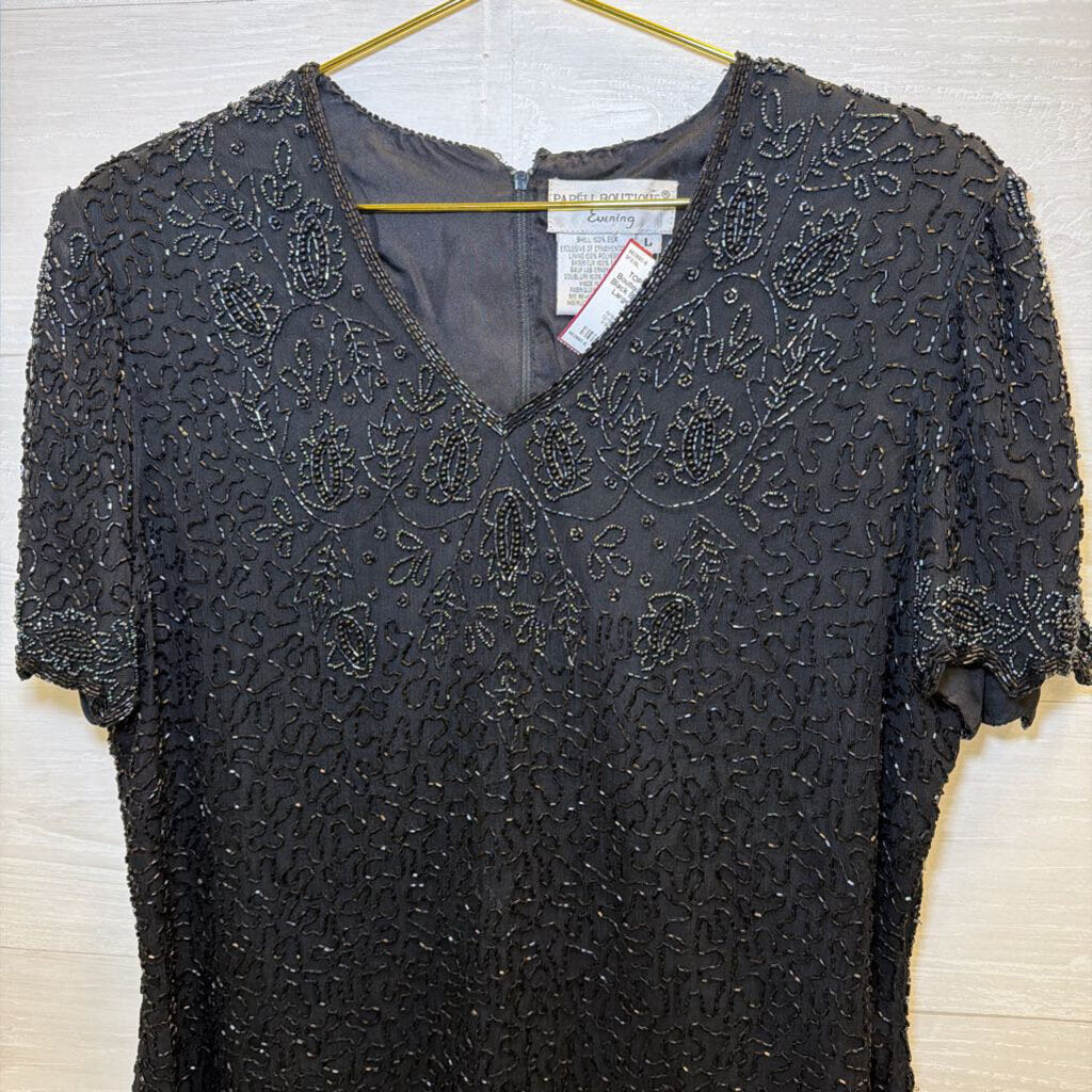 Vintage Black Beaded Top Large