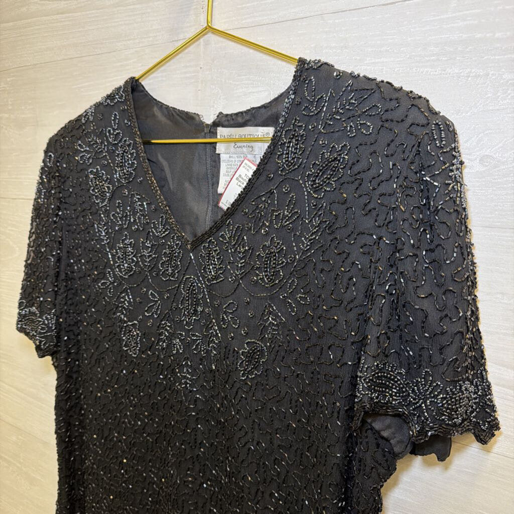 Vintage Black Beaded Top Large
