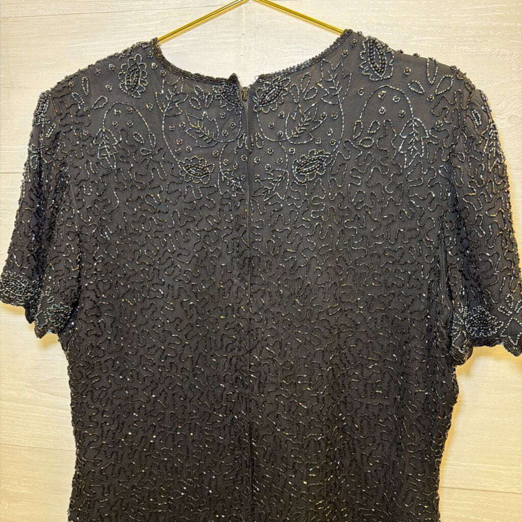 Vintage Black Beaded Top Large