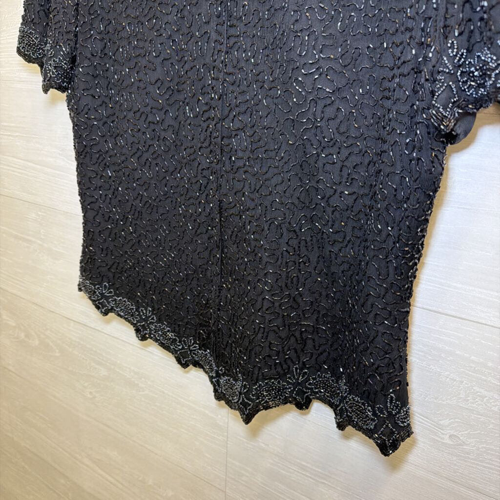 Vintage Black Beaded Top Large