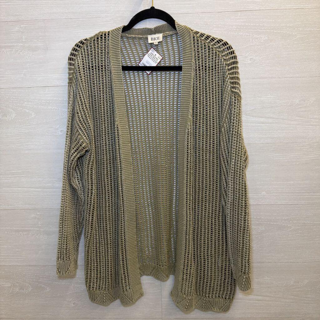 BKE Green Open Knit Open Front Sweater Medium
