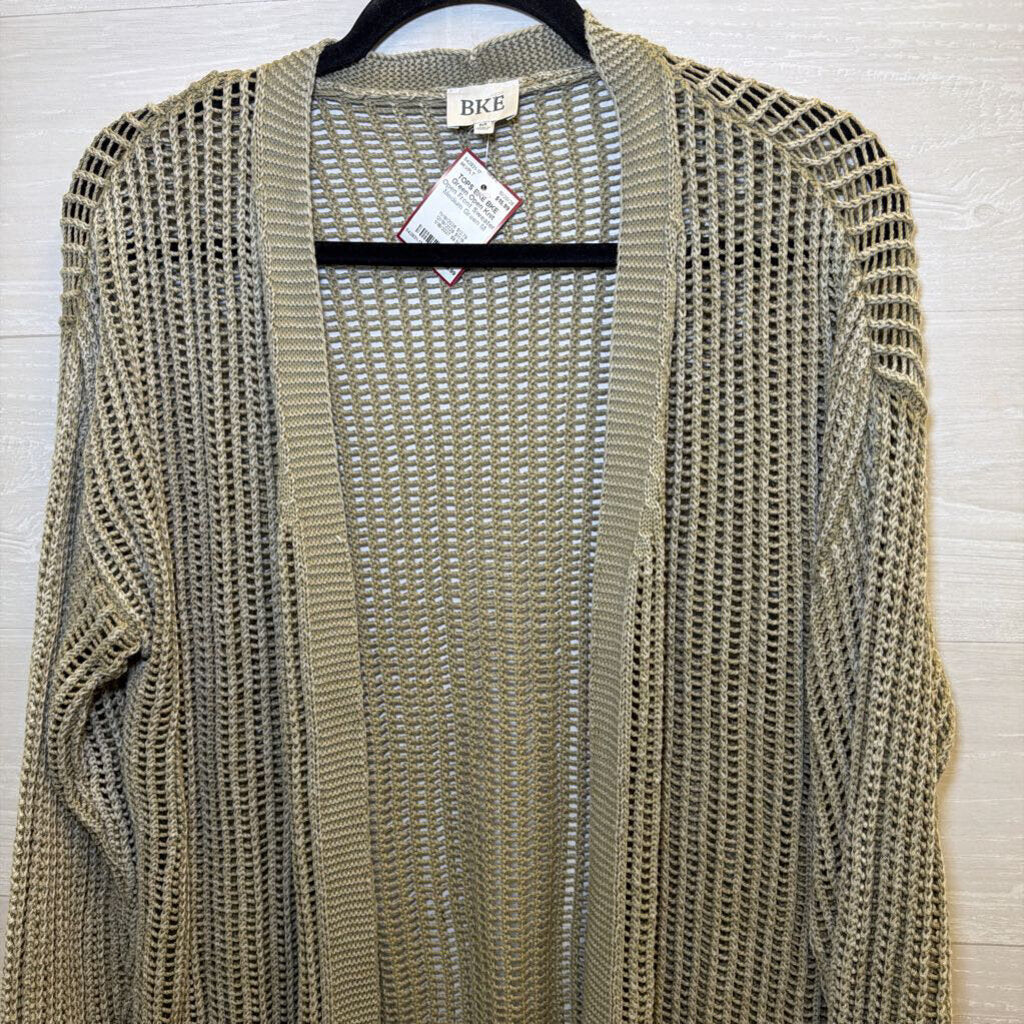 BKE Green Open Knit Open Front Sweater Medium
