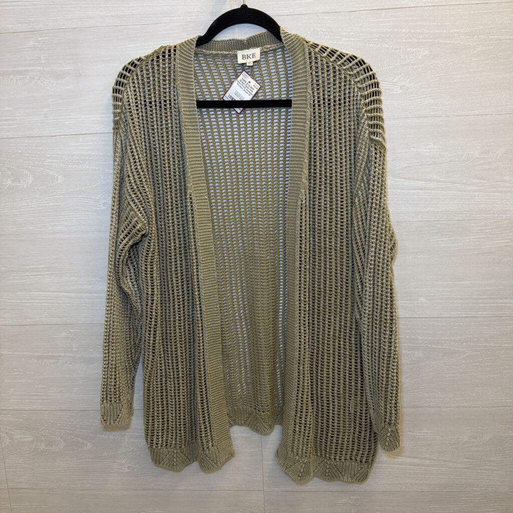 BKE Green Open Knit Open Front Sweater Medium