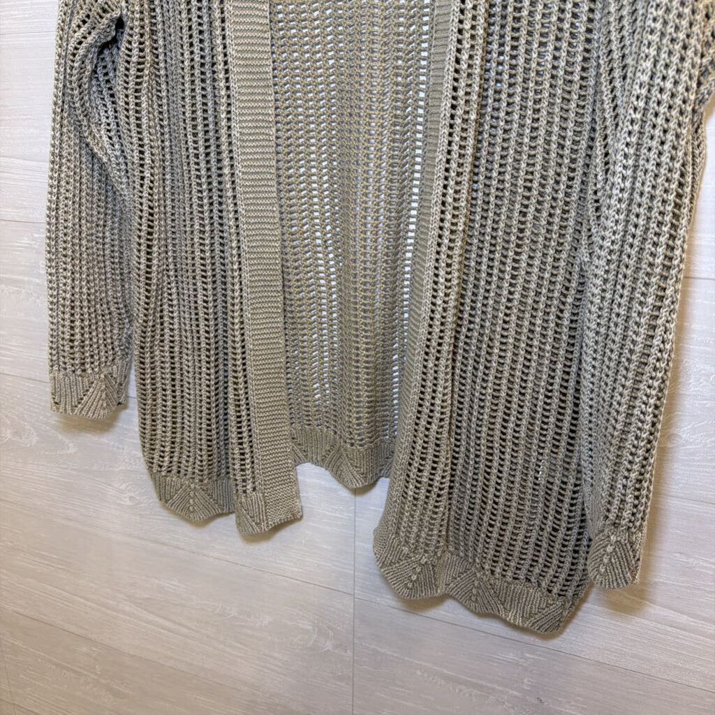 BKE Green Open Knit Open Front Sweater Medium