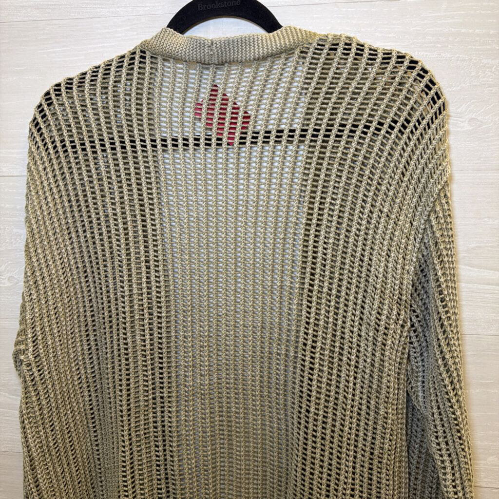 BKE Green Open Knit Open Front Sweater Medium