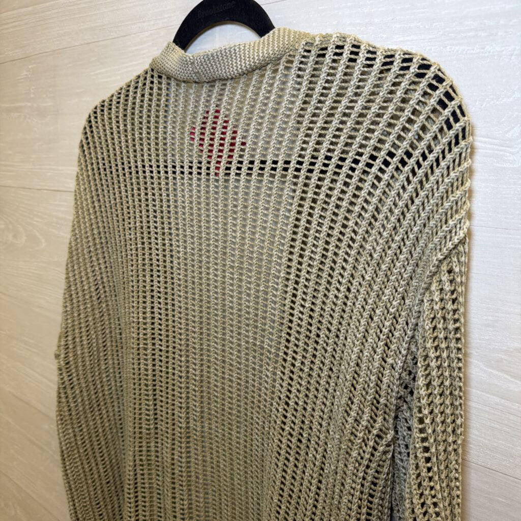 BKE Green Open Knit Open Front Sweater Medium