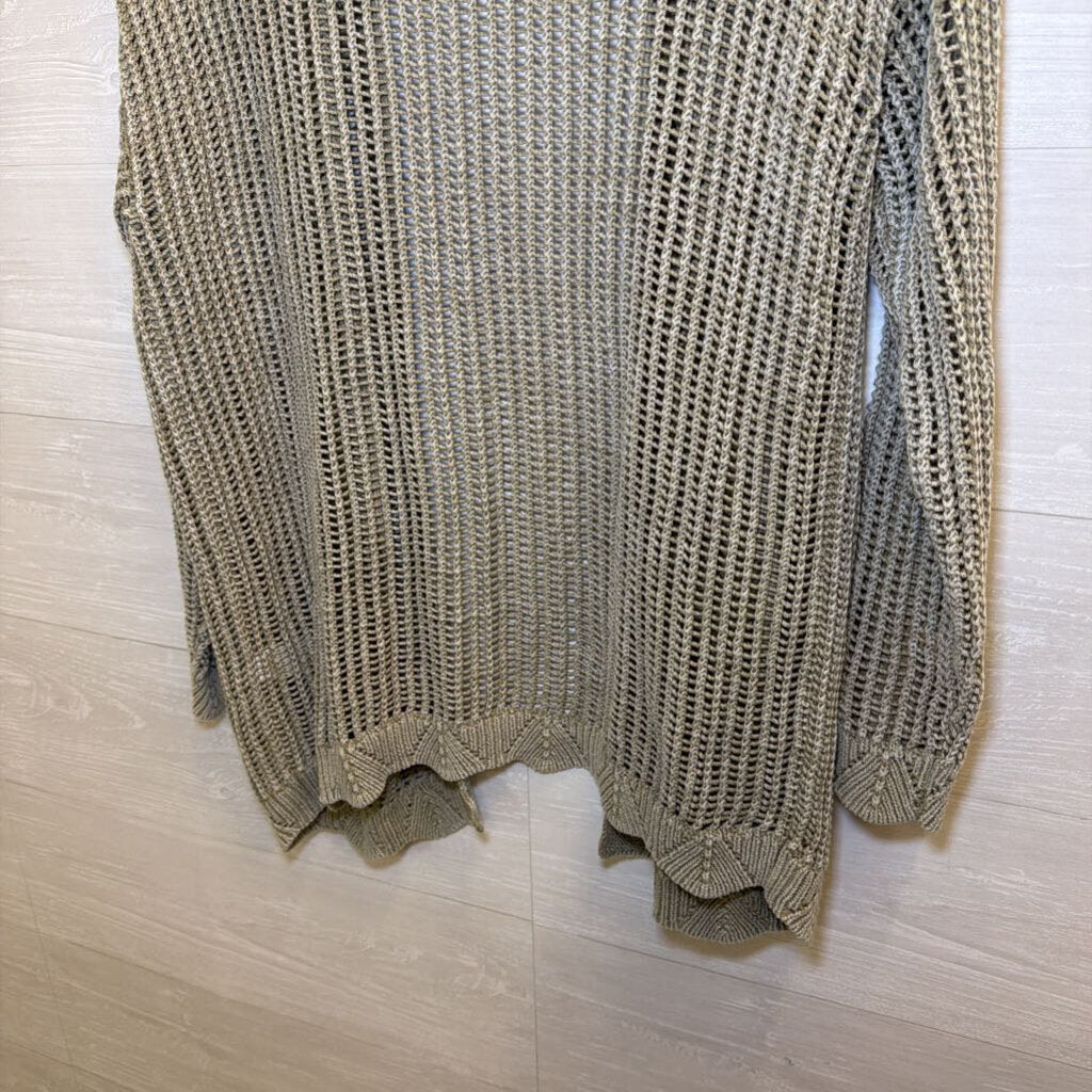 BKE Green Open Knit Open Front Sweater Medium