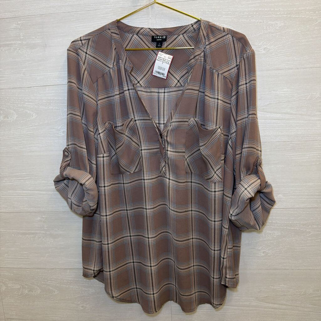 Torrid Purple Plaid Long Sleeve Top 2