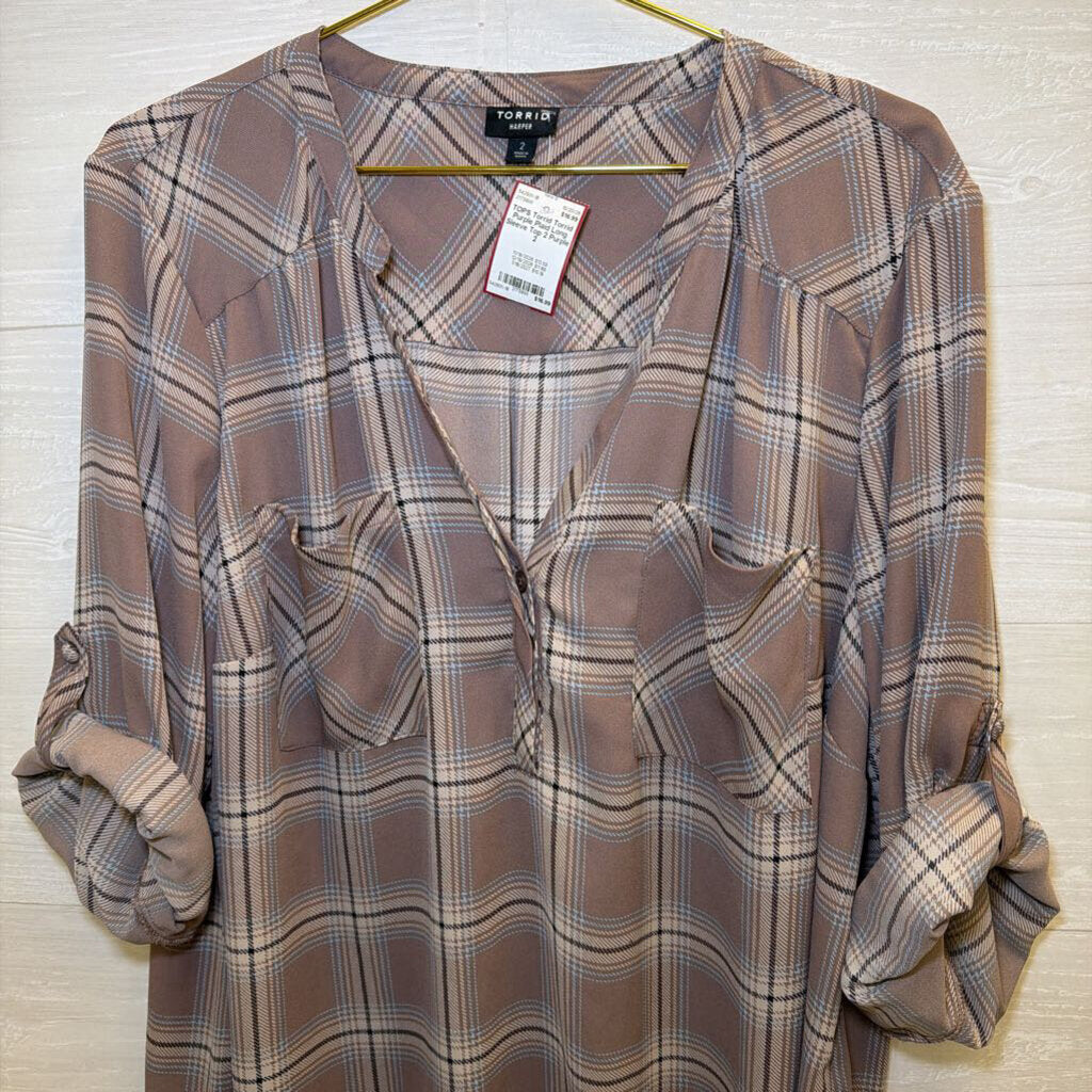 Torrid Purple Plaid Long Sleeve Top 2