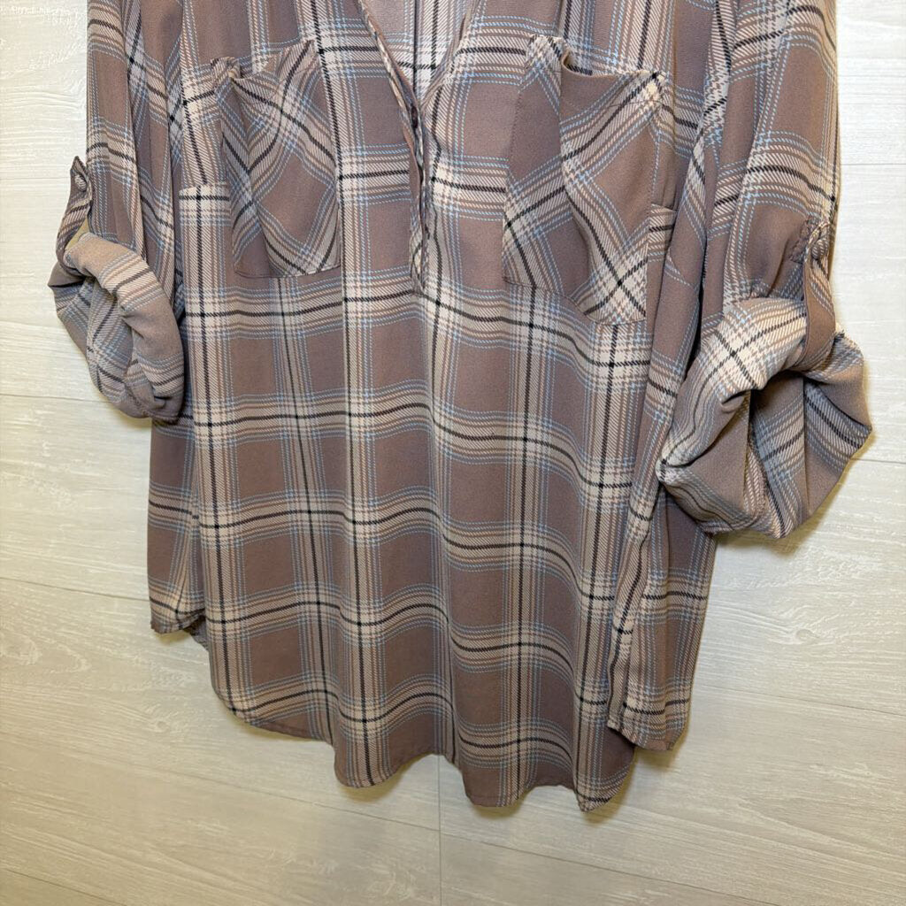 Torrid Purple Plaid Long Sleeve Top 2