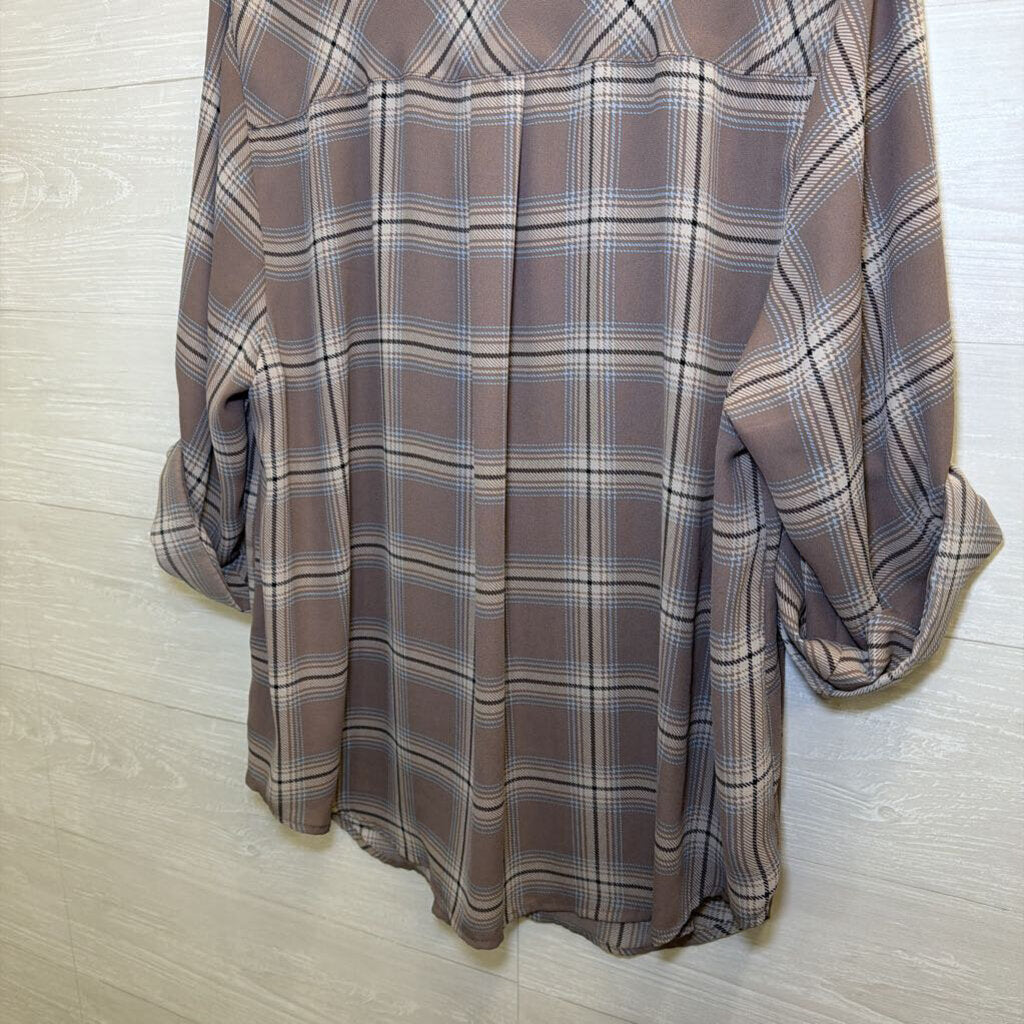 Torrid Purple Plaid Long Sleeve Top 2