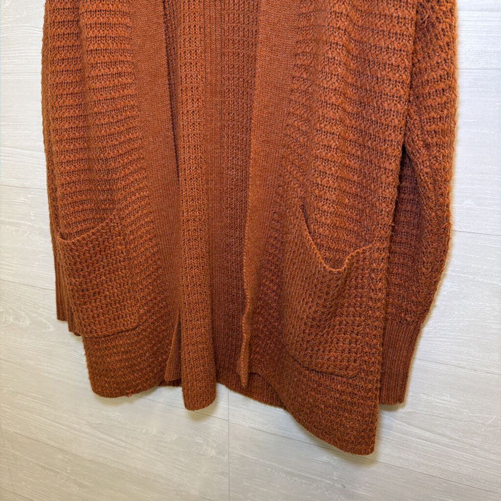 Orange Knit Open Front Sweater Medium