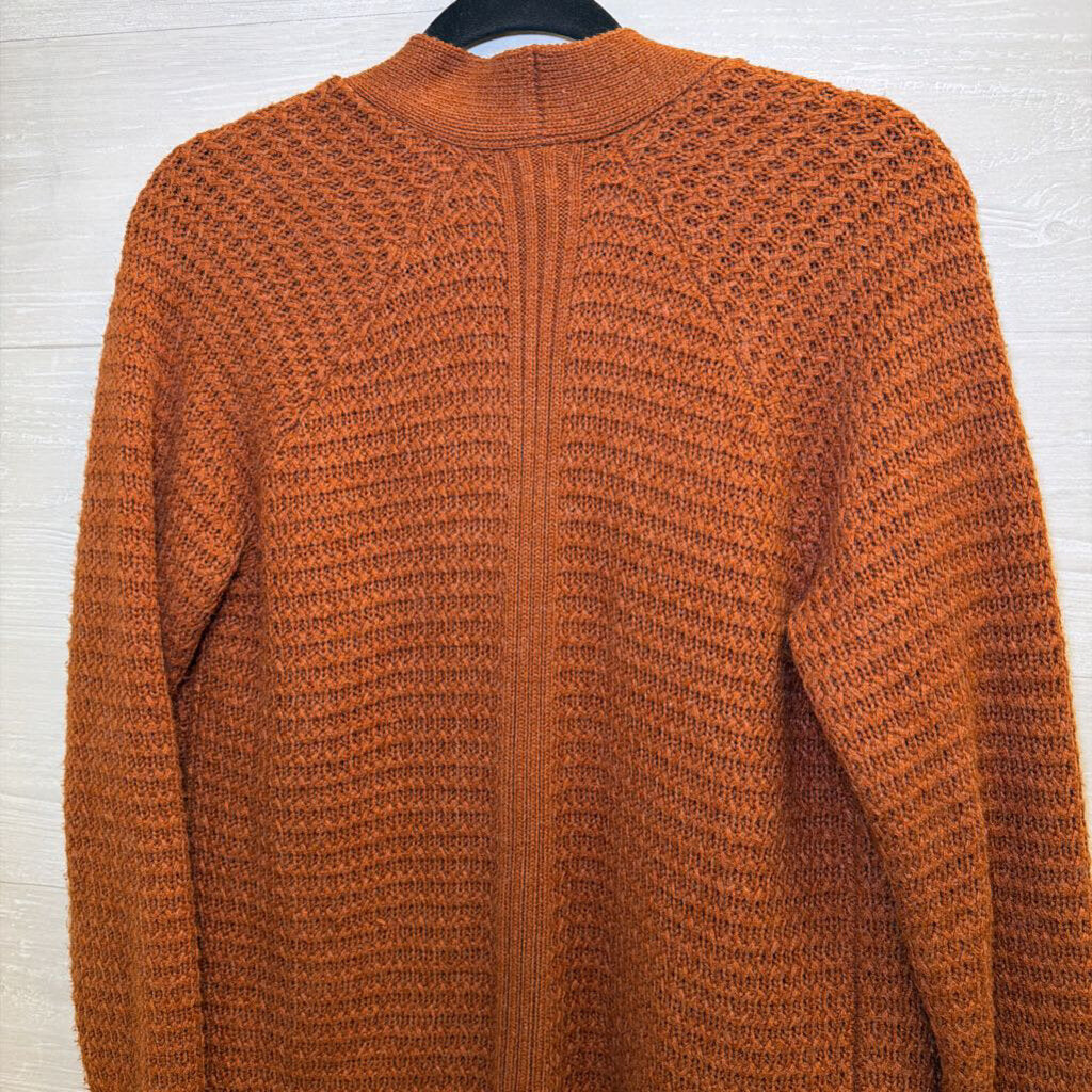 Orange Knit Open Front Sweater Medium