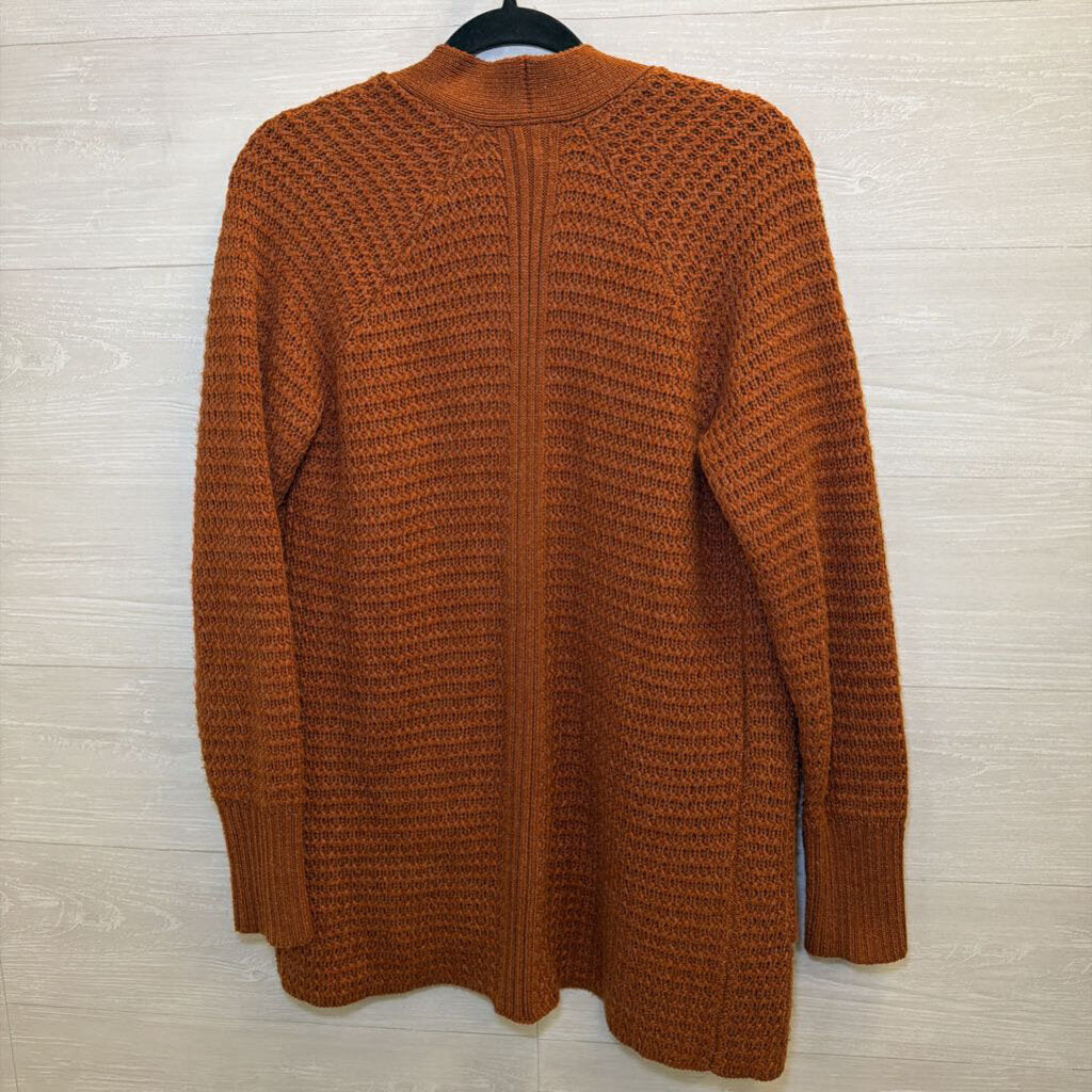 Orange Knit Open Front Sweater Medium