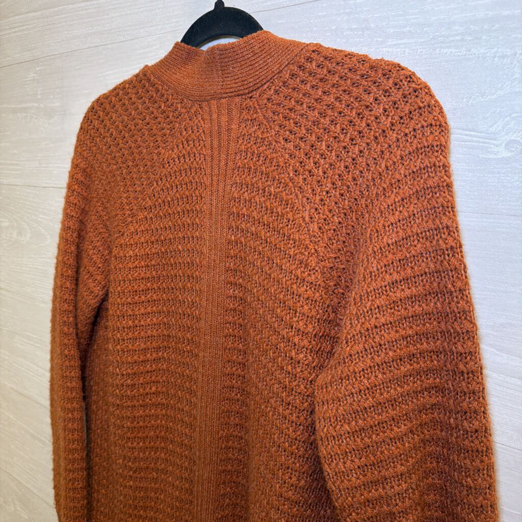 Orange Knit Open Front Sweater Medium