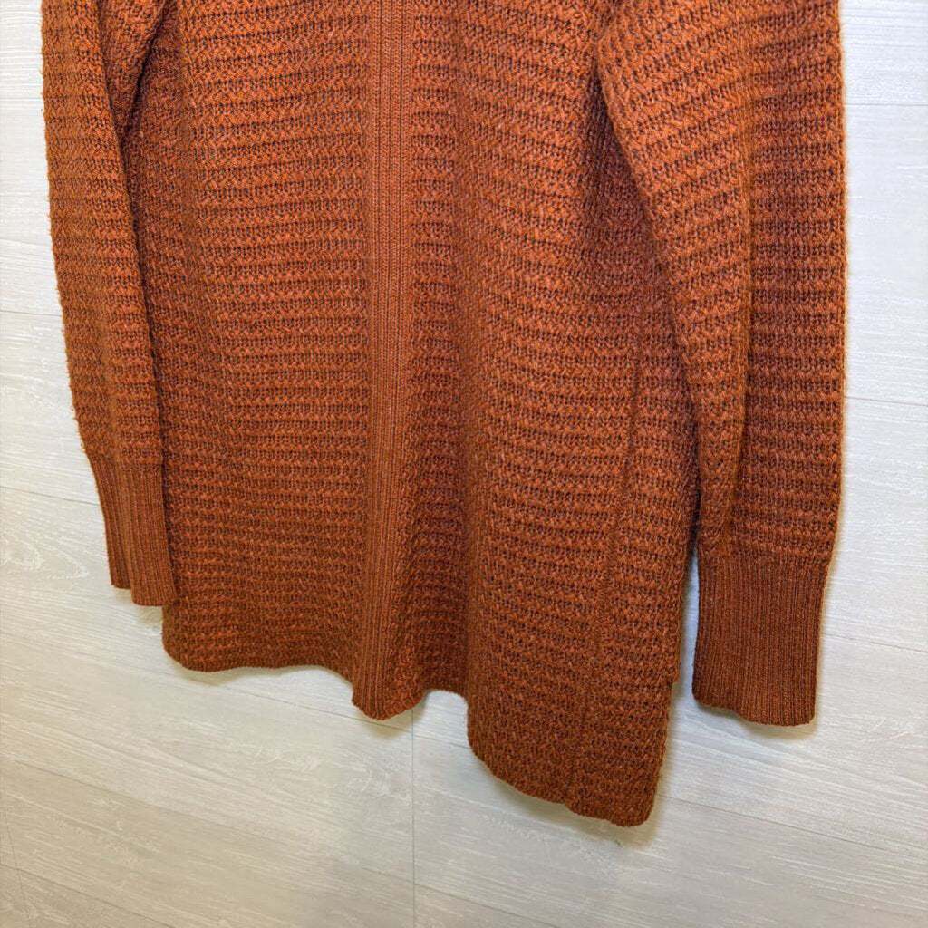 Orange Knit Open Front Sweater Medium