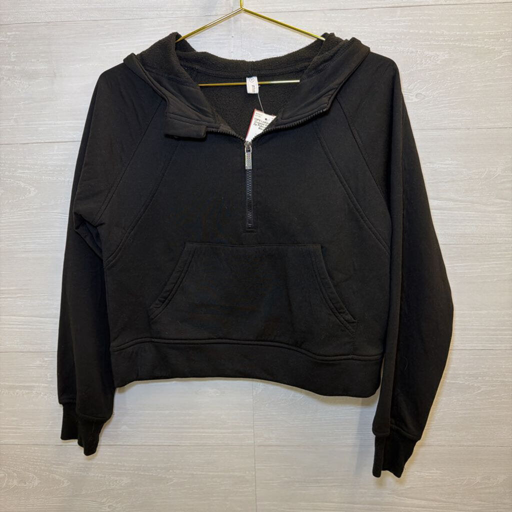 Black Cropped Quarter Zip Pullover Small