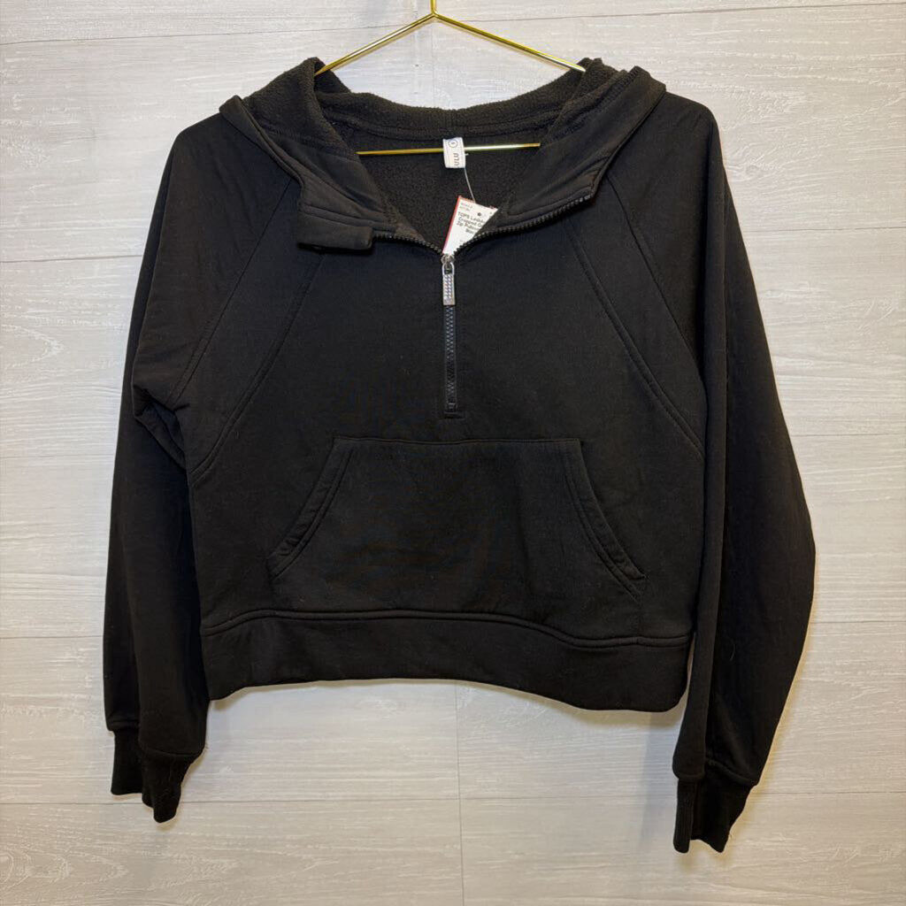 Black Cropped Quarter Zip Pullover Small