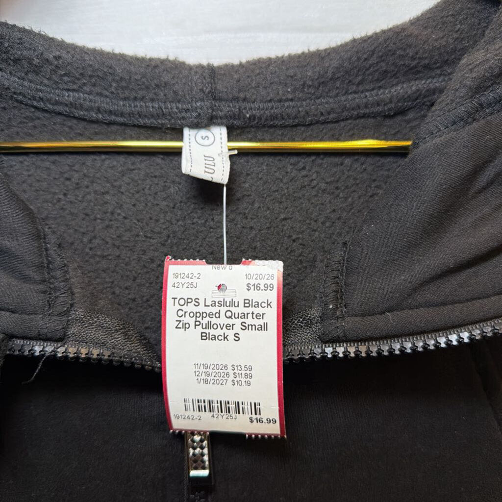 Black Cropped Quarter Zip Pullover Small