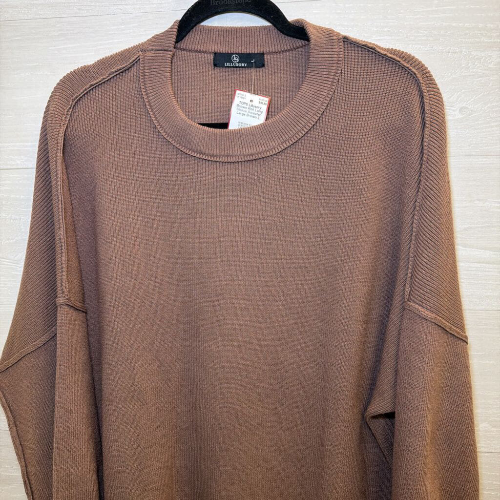 Brown Knit Long Sleeve Sweater Large