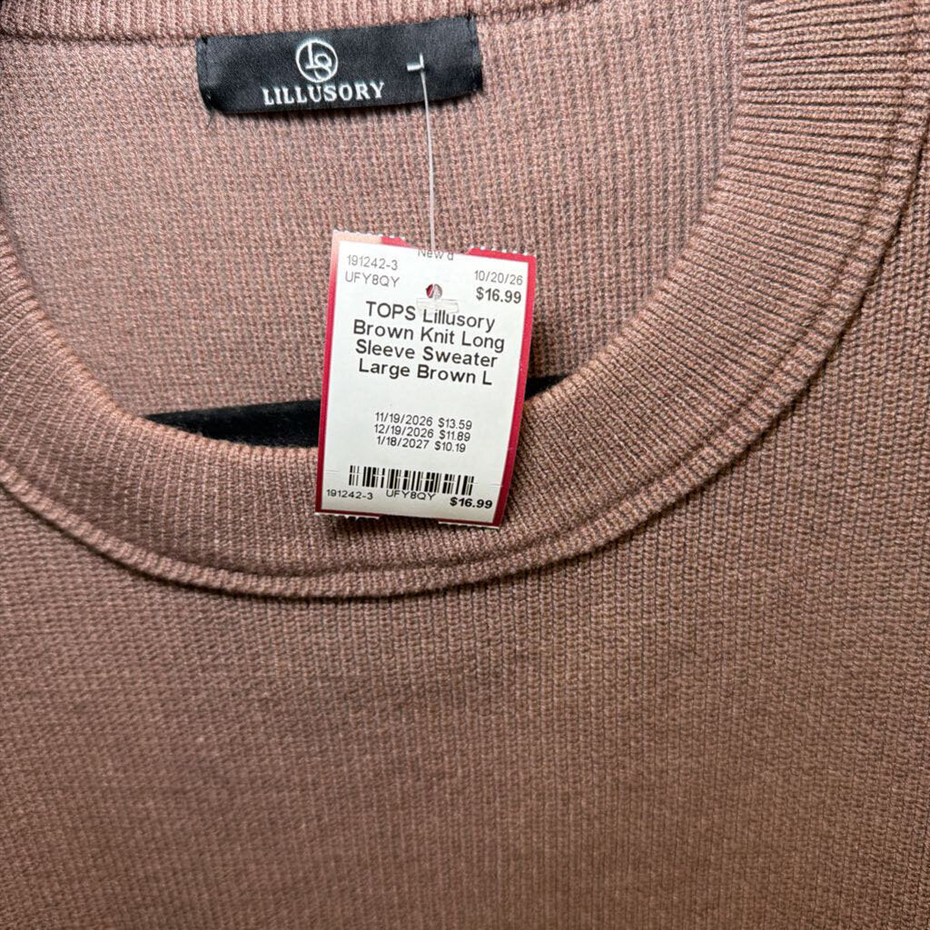 Brown Knit Long Sleeve Sweater Large