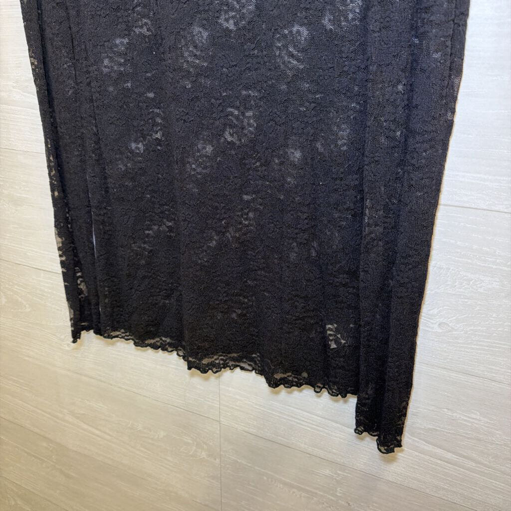 Intimately Free People Black Sheer Lace Long Sleeve Top Large