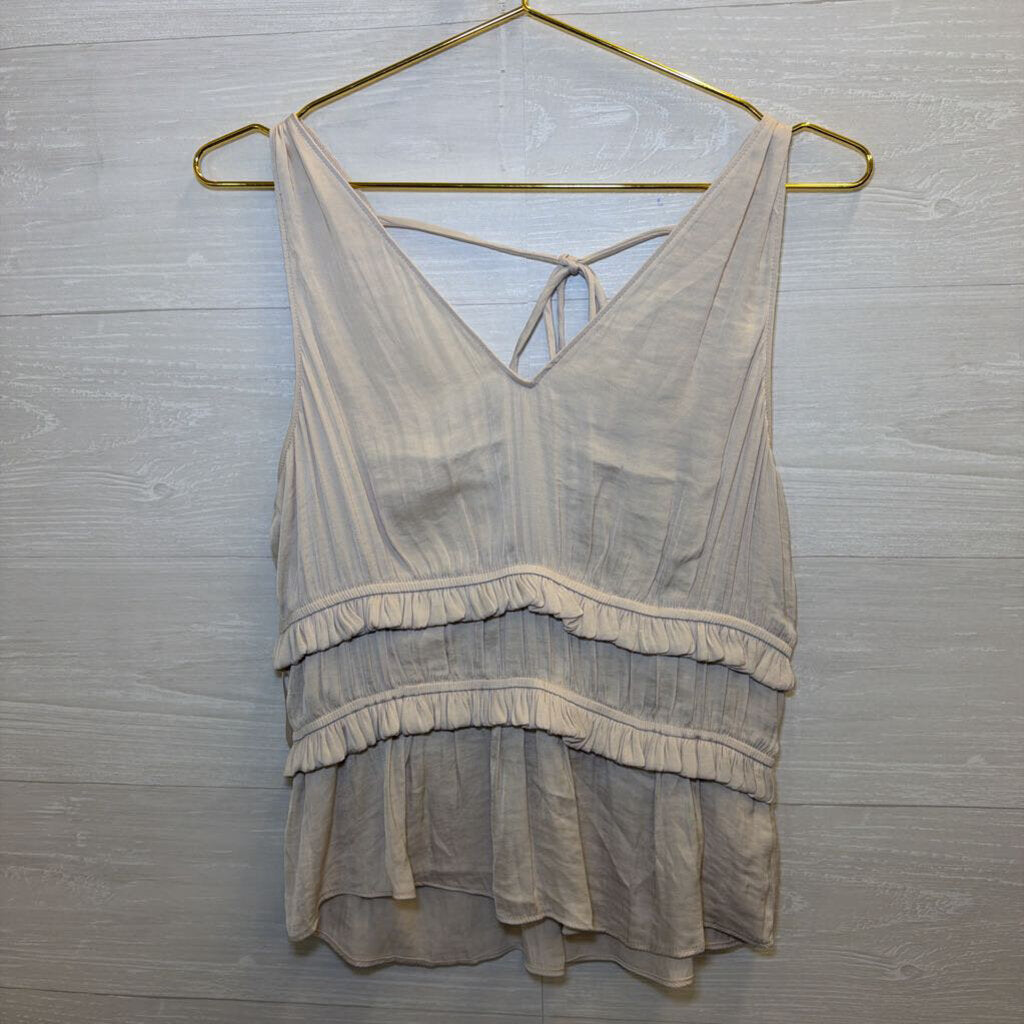 Naked Zebra Cream Silky Tank Top Medium