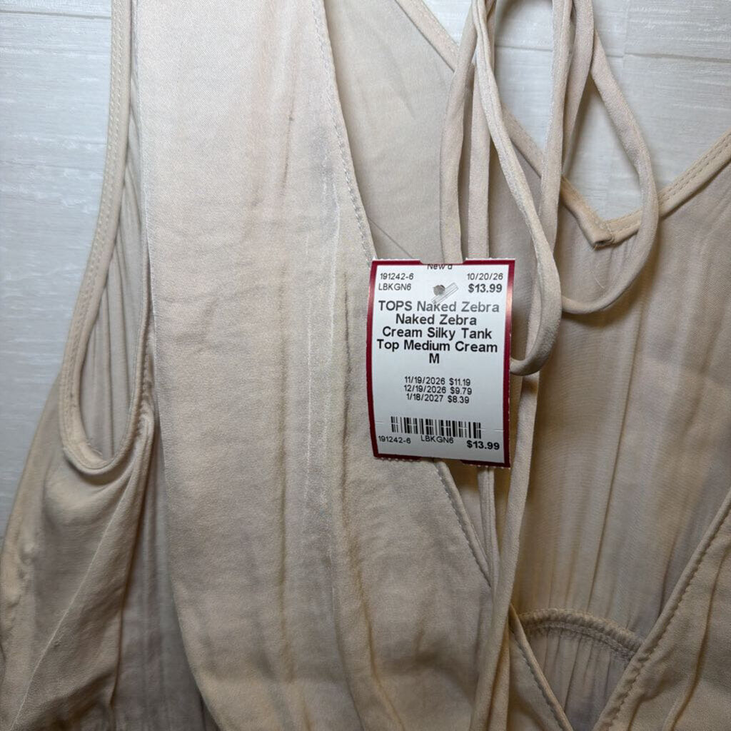 Naked Zebra Cream Silky Tank Top Medium