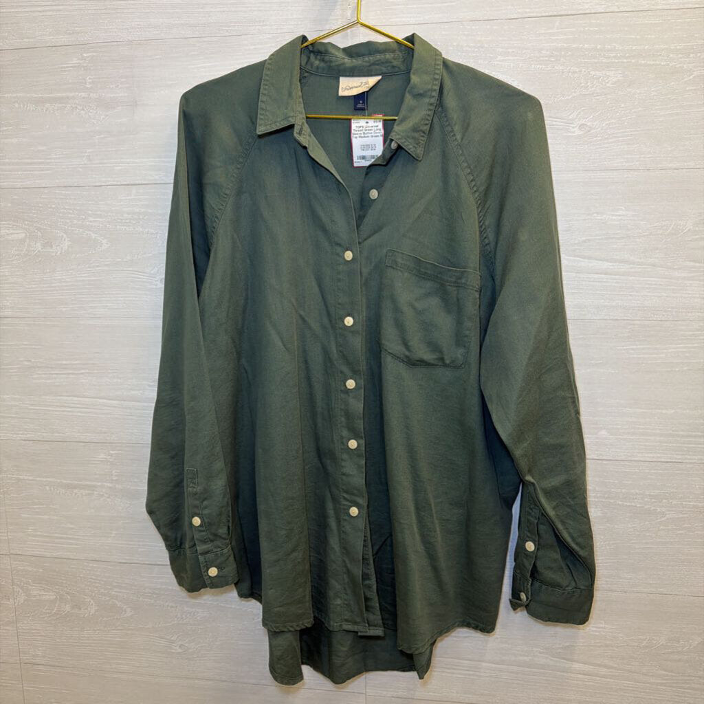 Green Long Sleeve Button Down Top Medium
