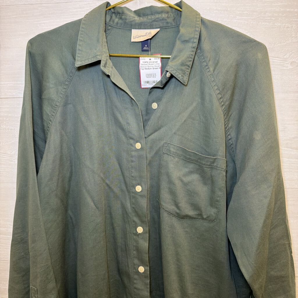 Green Long Sleeve Button Down Top Medium