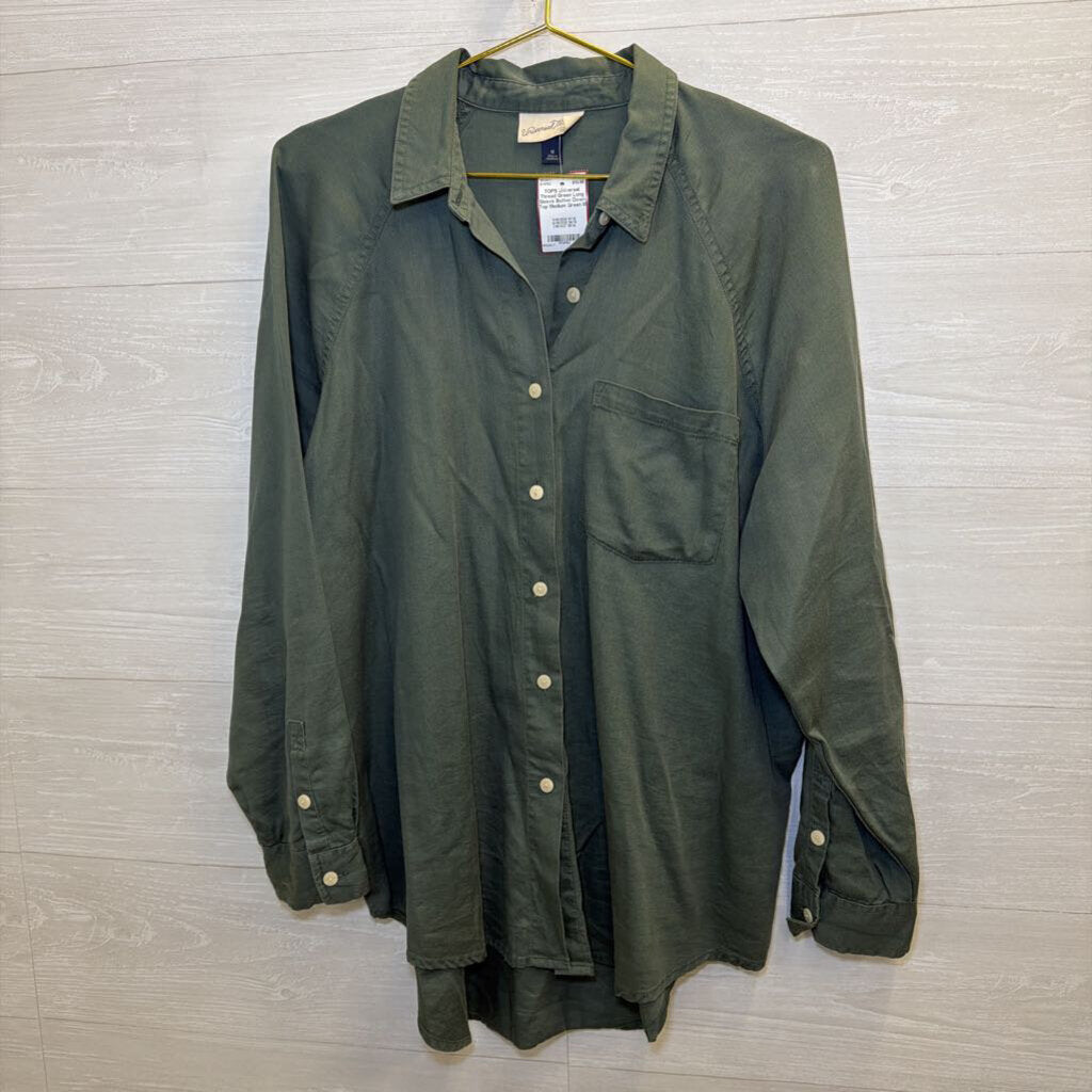 Green Long Sleeve Button Down Top Medium