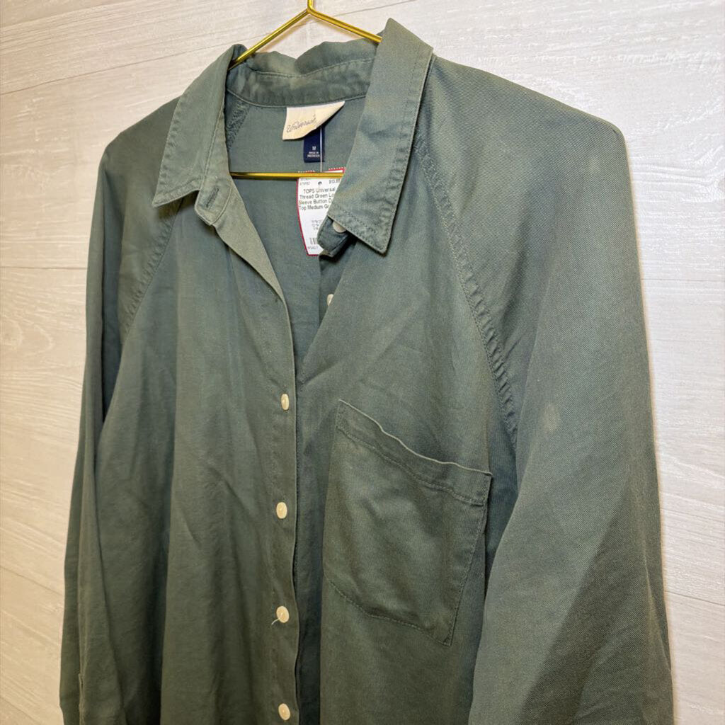 Green Long Sleeve Button Down Top Medium