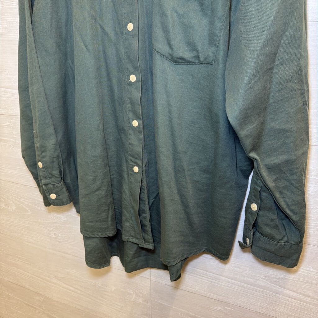 Green Long Sleeve Button Down Top Medium