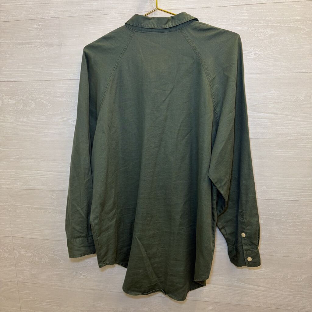 Green Long Sleeve Button Down Top Medium