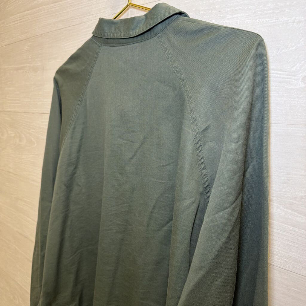 Green Long Sleeve Button Down Top Medium