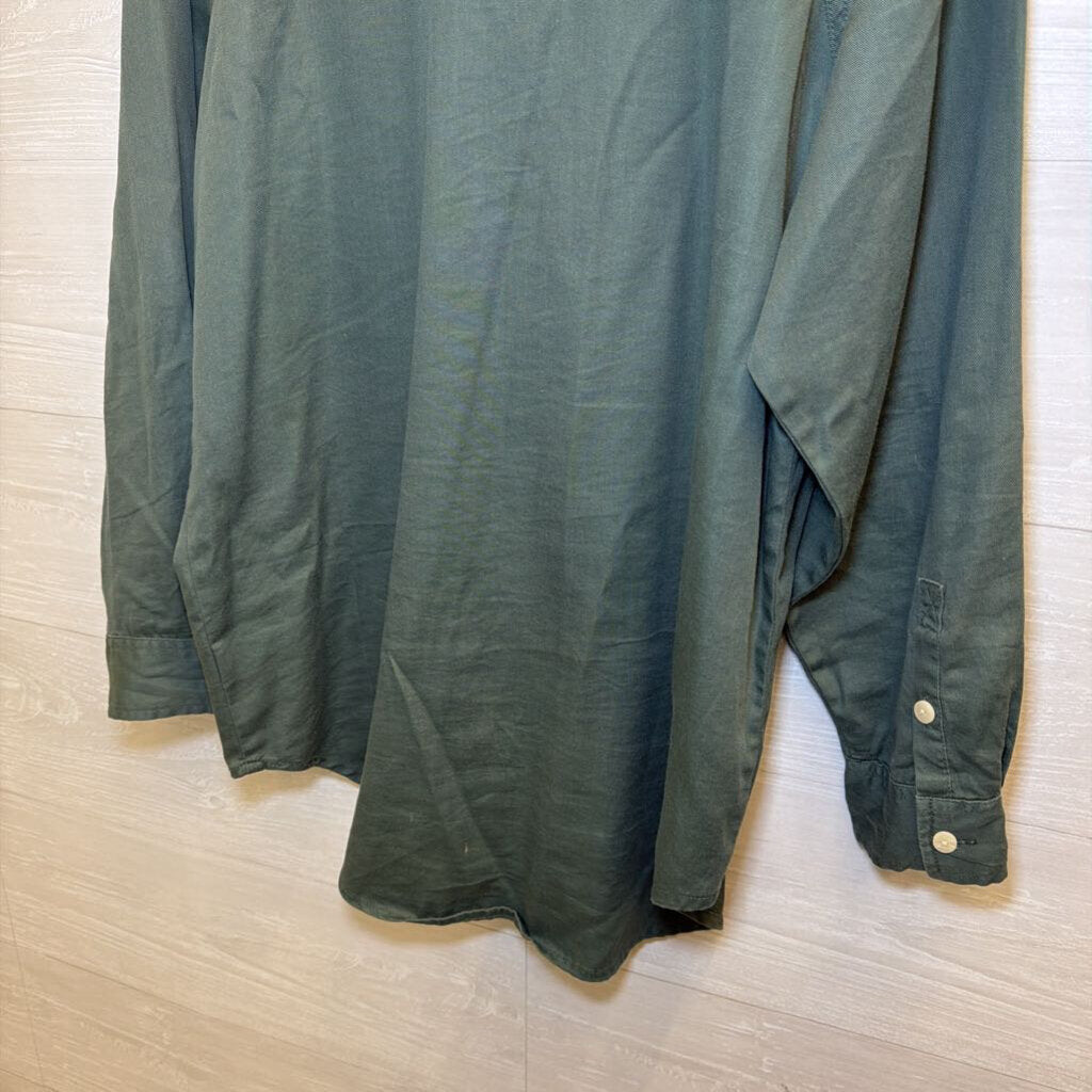 Green Long Sleeve Button Down Top Medium