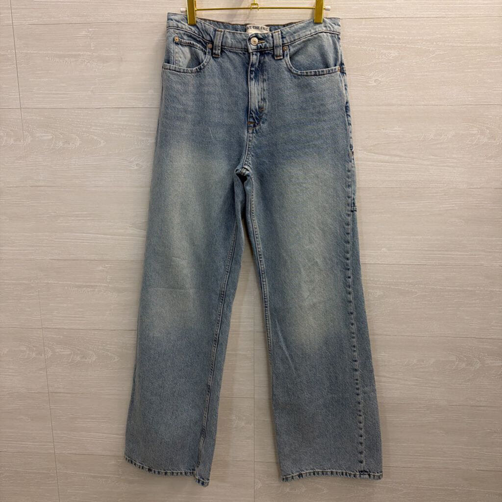 We The Free Light Wash Tinsley Baggy High Rise Straight Leg Jeans 27