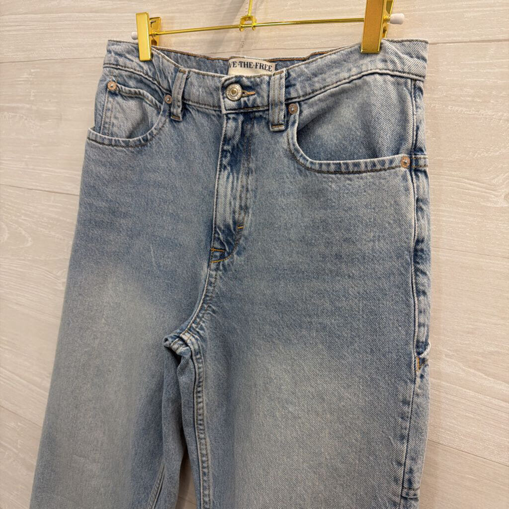 We The Free Light Wash Tinsley Baggy High Rise Straight Leg Jeans 27