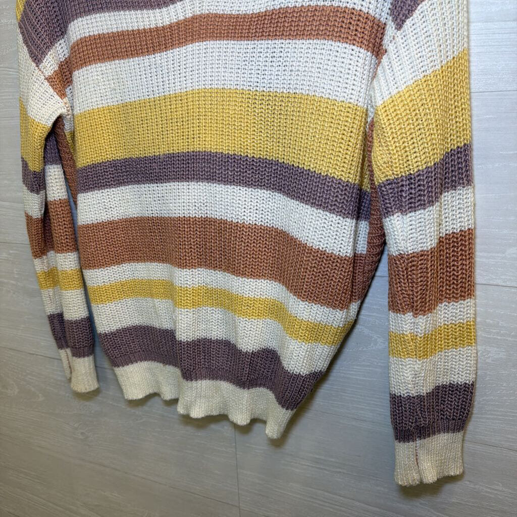 Love Tree White/ Multi Striped Knit Low Back Sweater Medium
