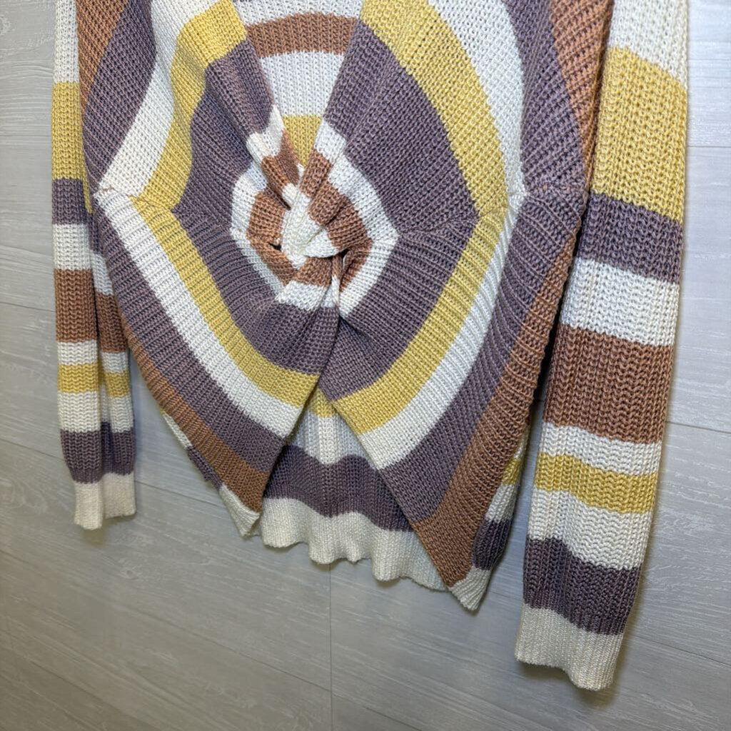 Love Tree White/ Multi Striped Knit Low Back Sweater Medium