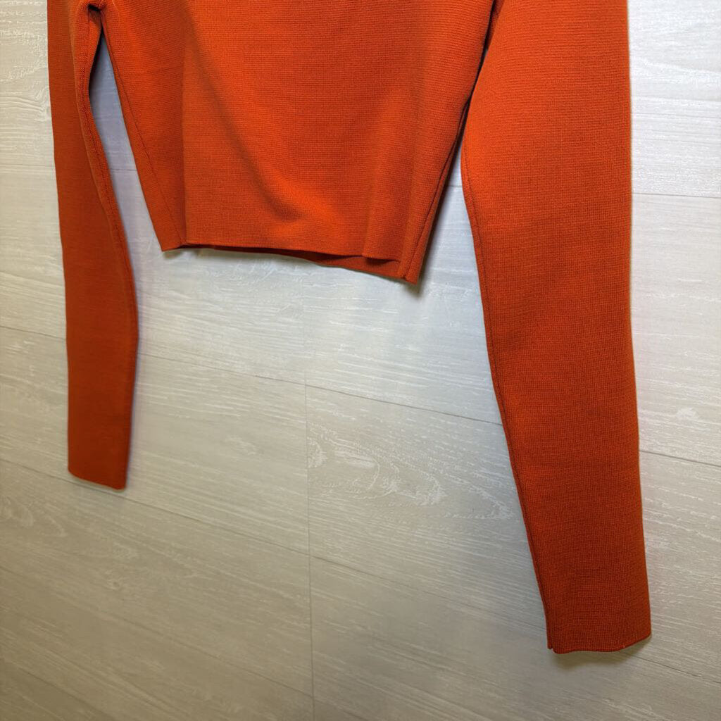 Zara Orange Cropped Long Sleeve Top Medium