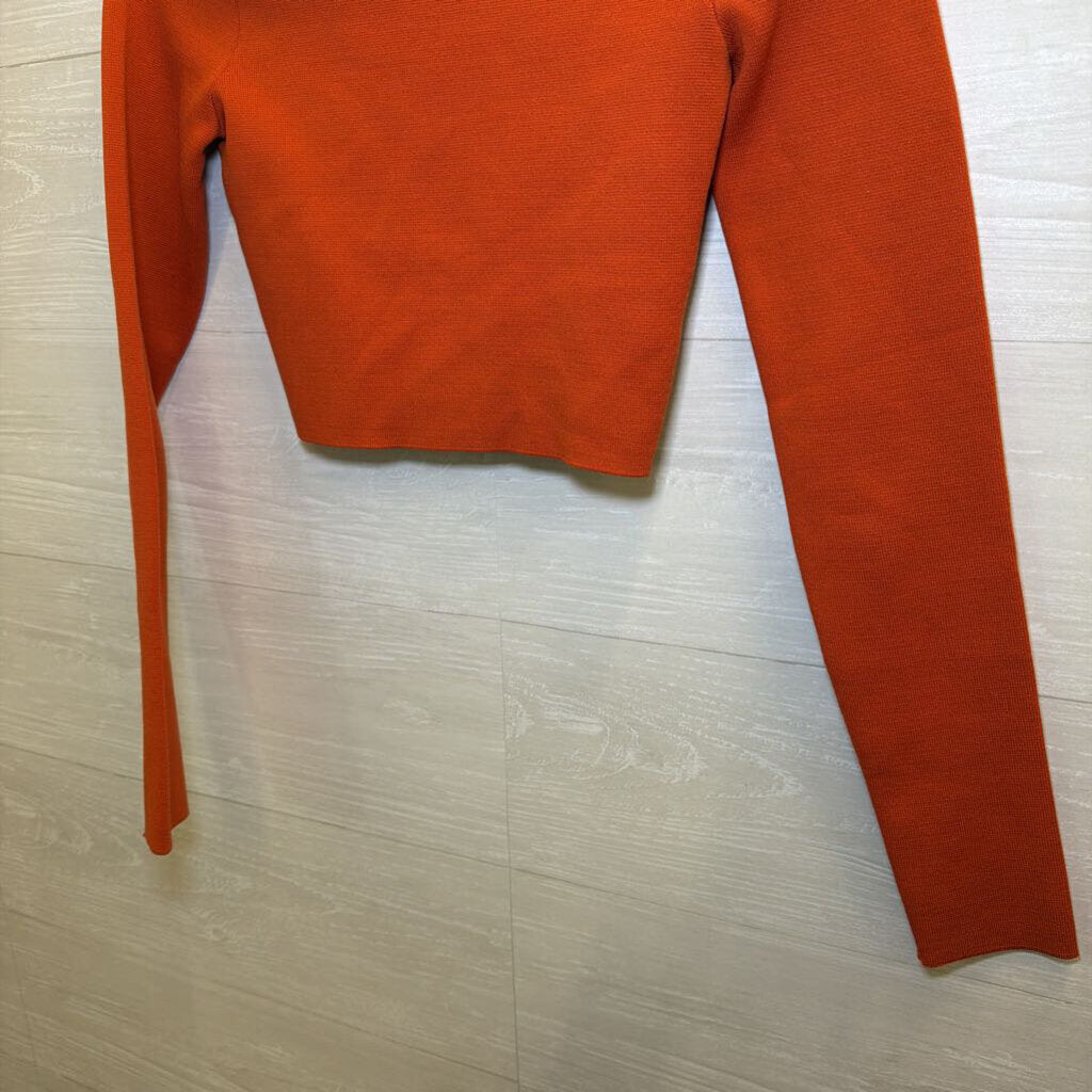 Zara Orange Cropped Long Sleeve Top Medium