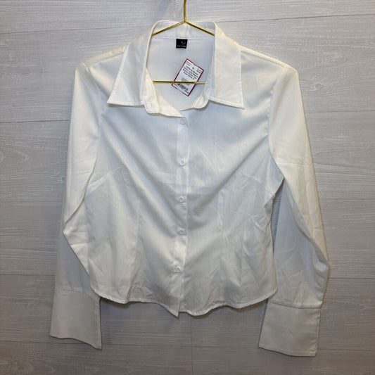 White Long Sleeve Button Down Top Small