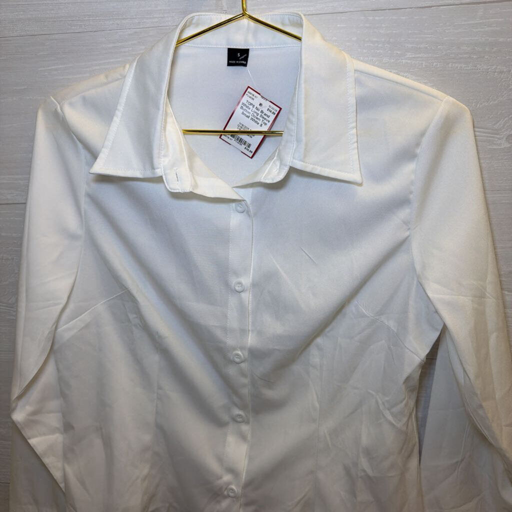 White Long Sleeve Button Down Top Small