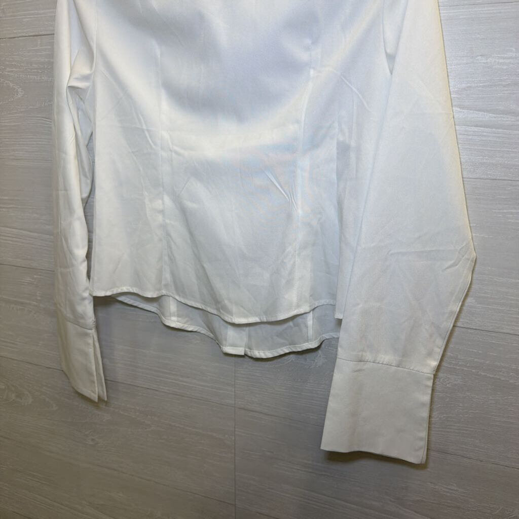 White Long Sleeve Button Down Top Small