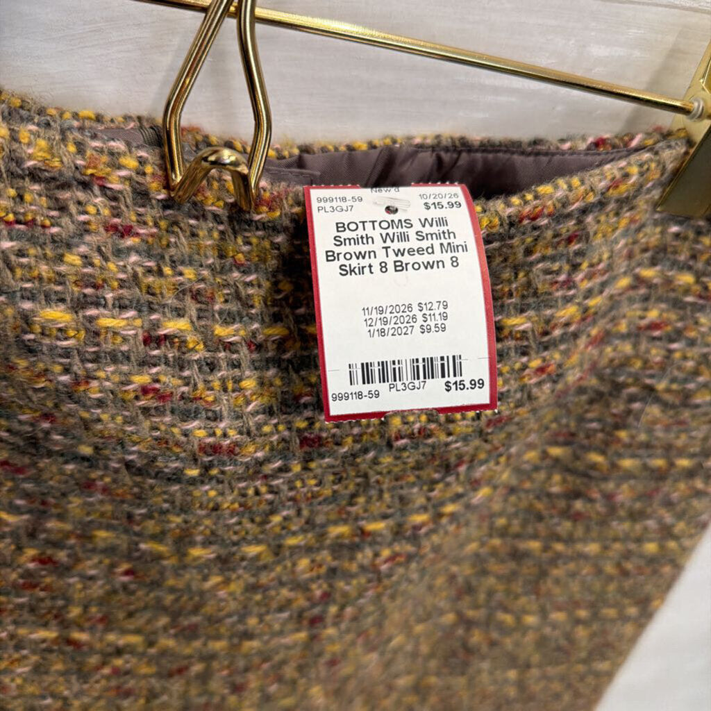 Willi Smith Brown Tweed Mini Skirt 8