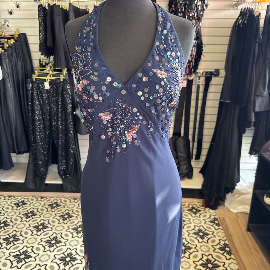 Navy Blue Iridescent Sequin Dress 14