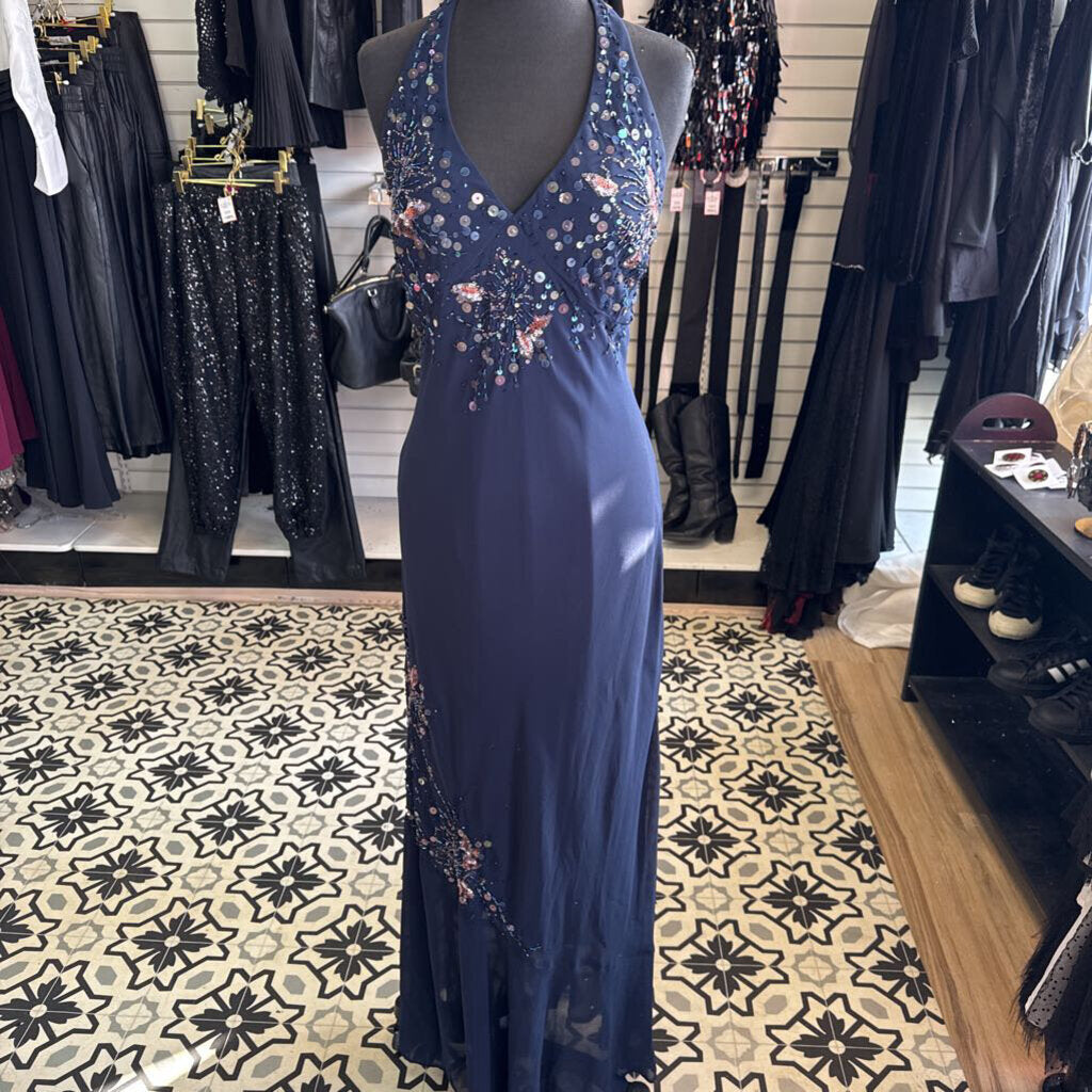 Navy Blue Iridescent Sequin Dress 14