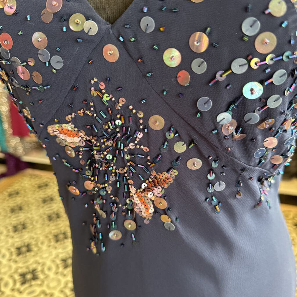 Navy Blue Iridescent Sequin Dress 14