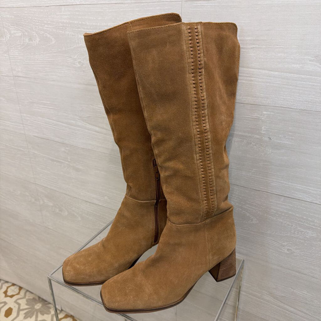 Brown/Camel Leather Suede Tall Boots 11.0